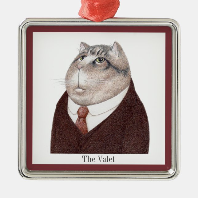 VALET CAT Ornamento cuadrado premium + texto (Frente)
