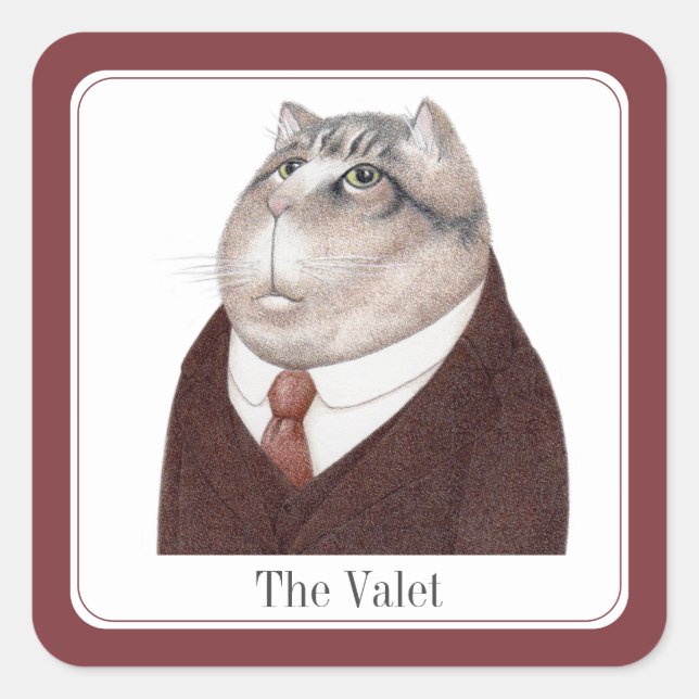 VALET CAT Pegatinas cuadrados pequeños + texto (Anverso)