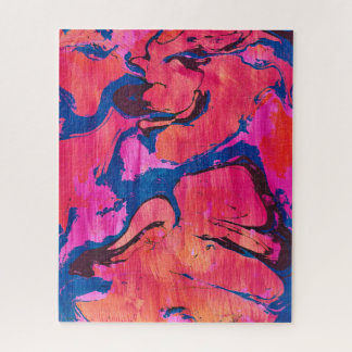 Valiant 1 Rojo Azul Estilo Ebru Abstracto Puzzle