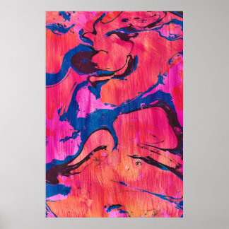 Valiant 1 Rojo Azul Estilo Ebru Impresión de Arte 