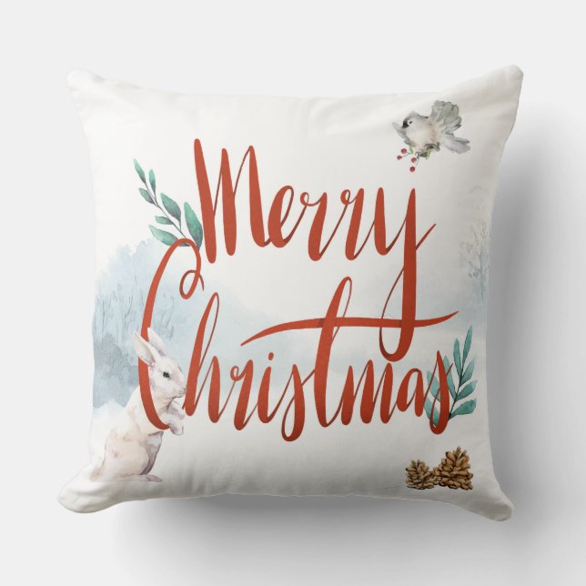 Válida almohada navideña de arándanos blancos/rojo (Anverso)