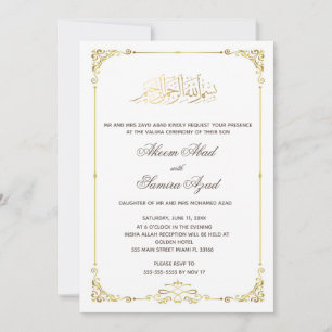 Valima Ceremonia Invitación a la boda Oro Blanco