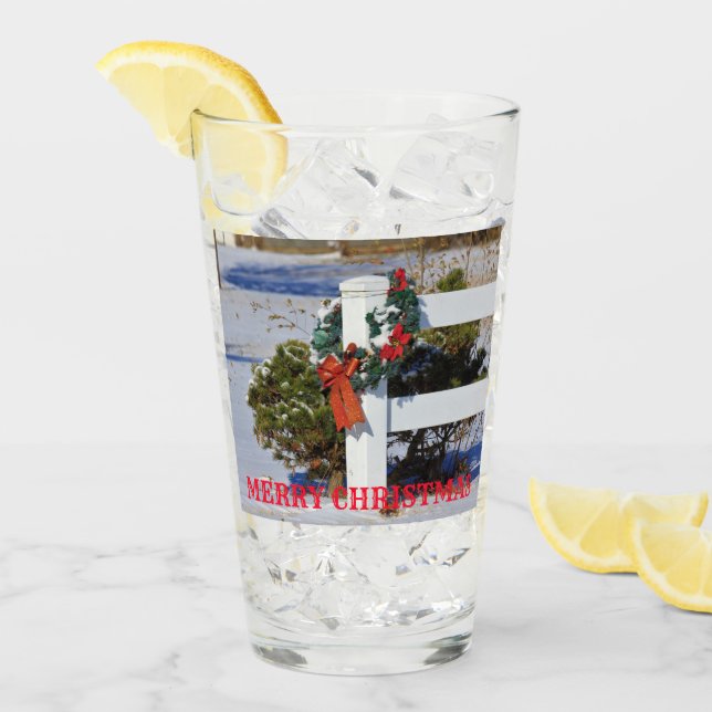 Valla blanca con nieve y Copa de Vidrio Rojo (Anverso (hielo))