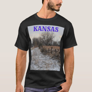 Valla de madera de Kansas con camiseta de nieve