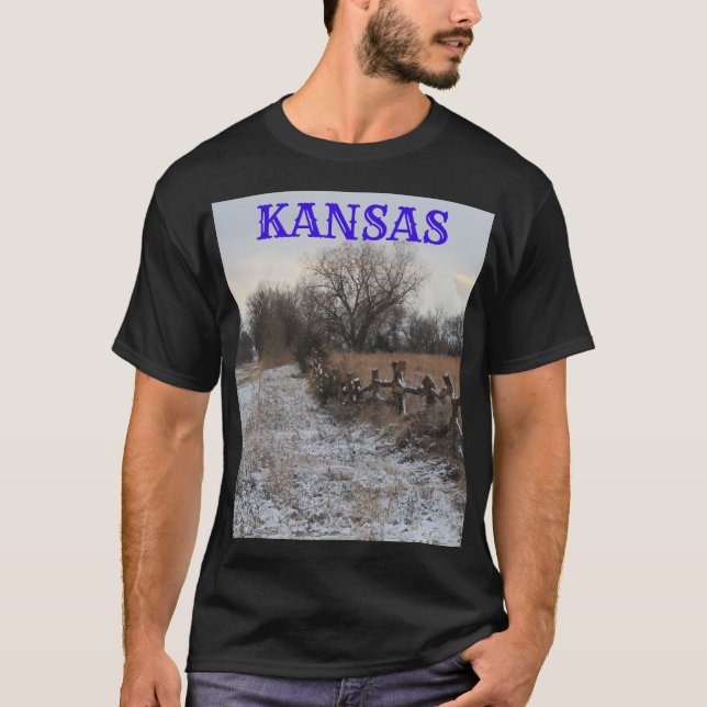 Valla de madera de Kansas con camiseta de nieve (Anverso)