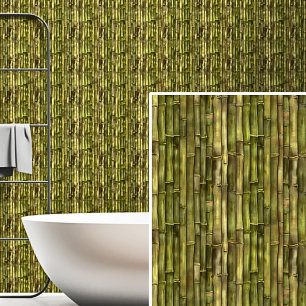 Valla de pared de bambú verde oliva