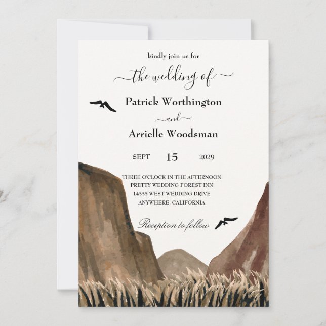 Valle con águilas invitaciones a bodas occidentale (Anverso)