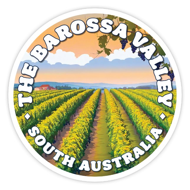 Valle de Barossa, Pegatina de Australia del Sur (The Barossa Valley, South Australia Circular Design Sticker)