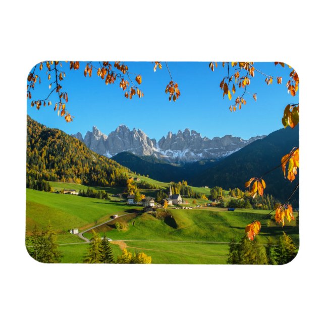 Valle de Funes en otoño, imán rectangular (Horizontal)
