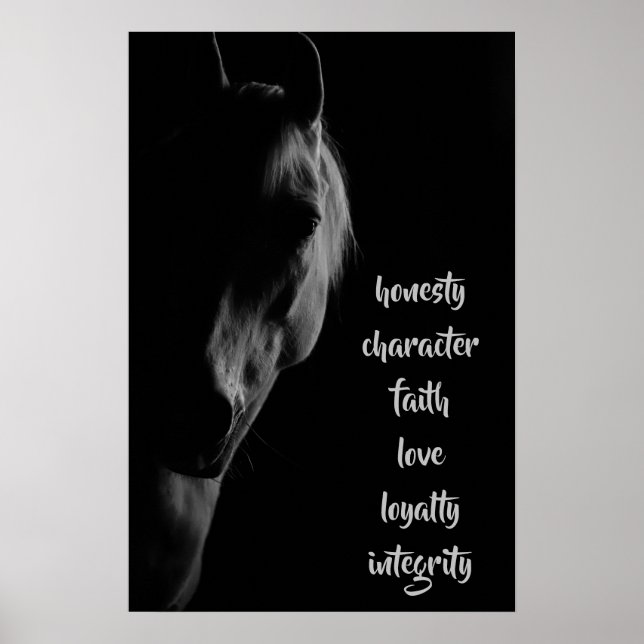 Valores centrales Arte con marco de caballo blanco (Frente)