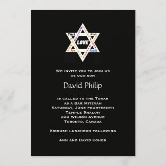 Valores judíos Invitación a Bar negro/Bat Mitzvah