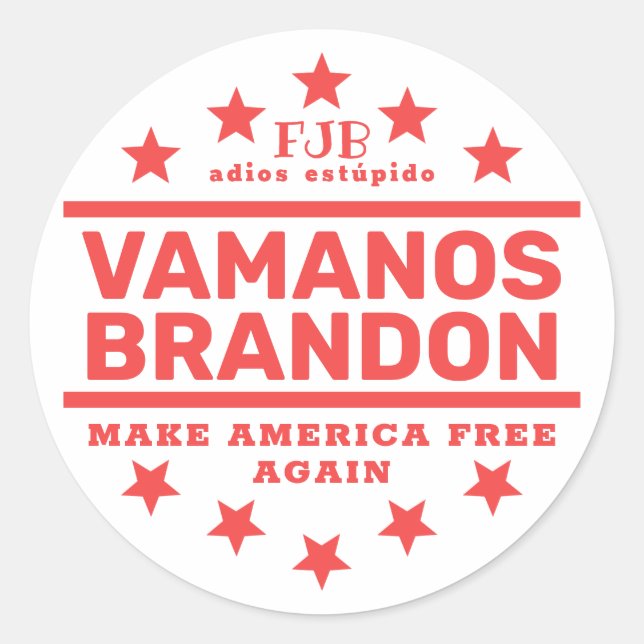 Vamanos Brandon II Pegatina Redondo Clásico (Anverso)