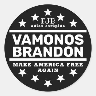 Vamonos Brandon II Pegatina redondo clásico negro