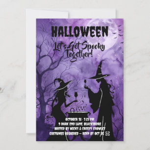 Vamos a asustarnos: Invitación morada de Halloween