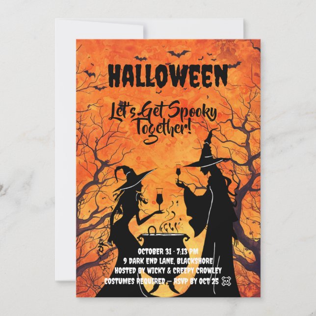 Vamos a Asustarnos – Invitación Naranja de Hallowe (Anverso)