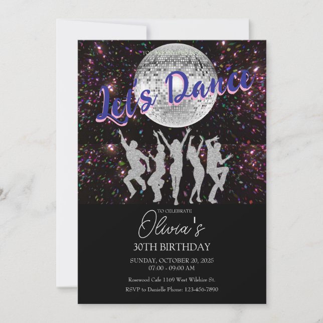 Vamos a bailar con la invitación de la fiesta de c (Anverso)