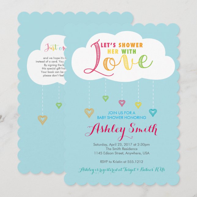 Vamos a bañarla con Amor Invitación Baby Shower (Anverso / Reverso)