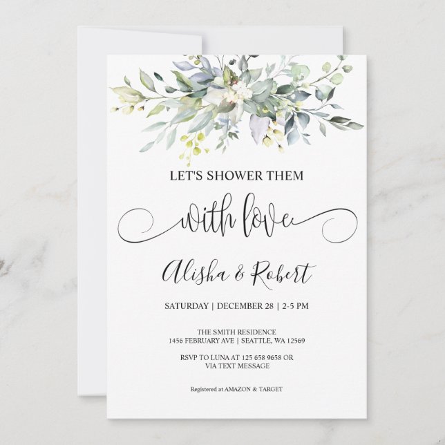 Vamos a bañarlos con amor Parejas ducha invitación (Anverso)