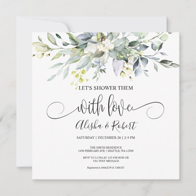 Vamos a bañarlos con amor Parejas ducha invitación (Anverso)