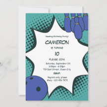 Vamos a Bowling 10° cumpleaños de invitación