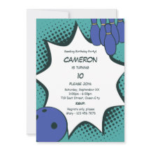 Vamos a Bowling 10° cumpleaños de invitación