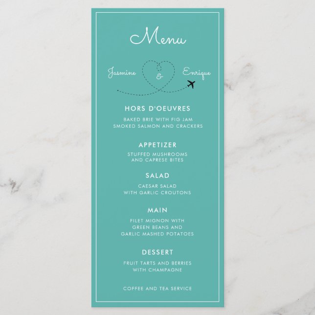 ¡Vamos a comer! | Boda de destino Menú de 5 platos (Anverso)