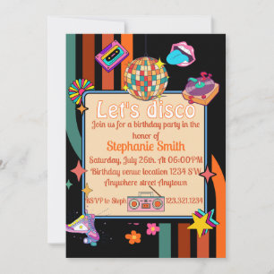 Vamos a disco 70s Invitación de cumpleaños