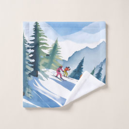 Vamos a Esquiar | Pintura en Acuarela de Invierno