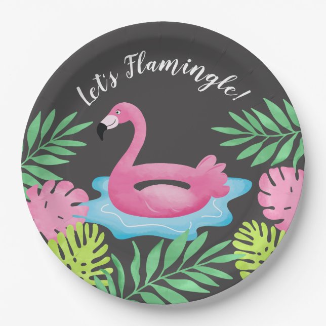 Vamos a Flamingle Flamenco Plato de Papel Tropical (Anverso)