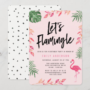 ¡Vamos a Flamingle   Invitación a Fiesta de Cumple