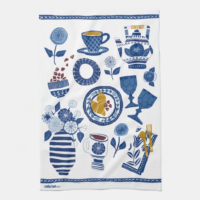 ¡Vamos a hacer Brunch! Toalla de té en la marina y (Vertical)