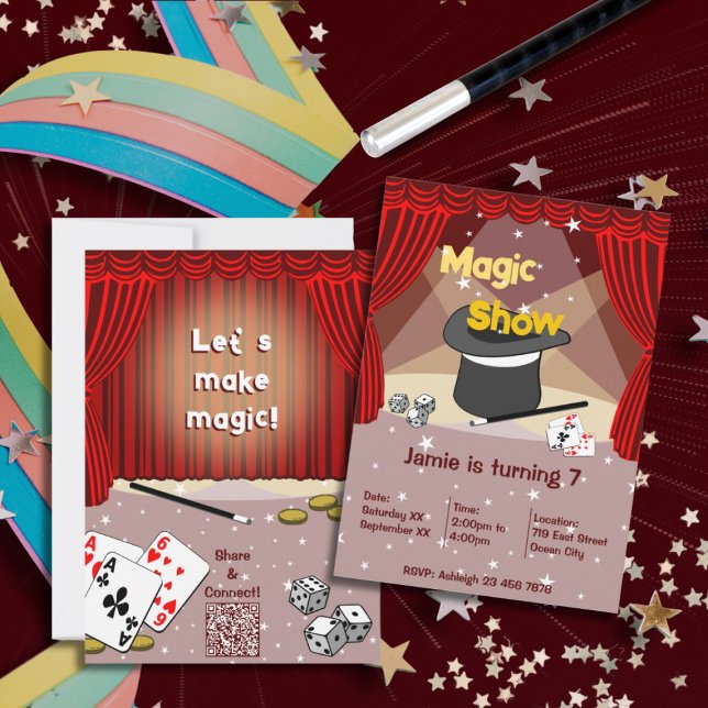 Vamos a hacer invitaciones a los niños mágicos por (Let's Do Magic Kids 7th Birthday Party Invitation)