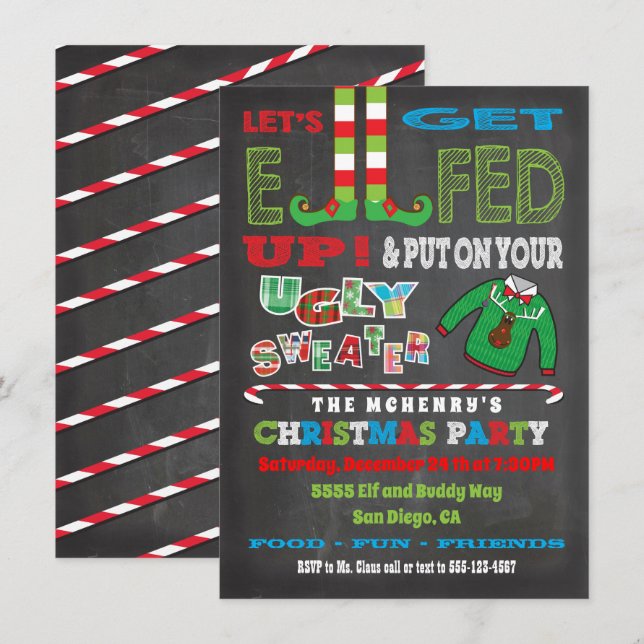 Vamos a hartar de la invitación del Fiesta Elf de  (Anverso / Reverso)