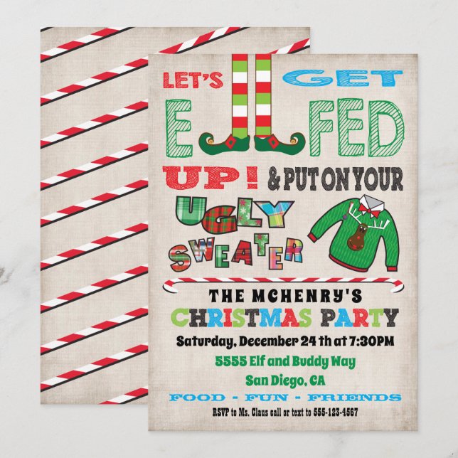 Vamos a hartar de la invitación del Fiesta Elf de  (Anverso / Reverso)