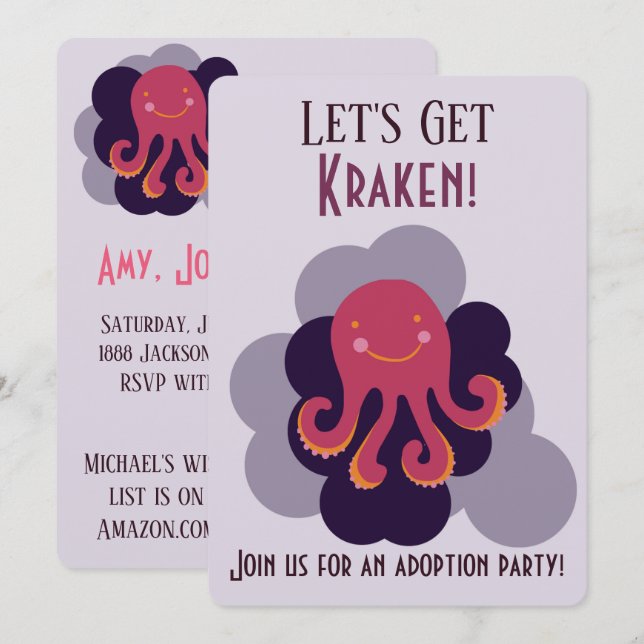 Vamos a Kraken - Invitaciones de adopción (Anverso / Reverso)
