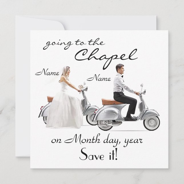 “Vamos a la Capilla” Anuncio de Fecha de la Boda (Anverso)