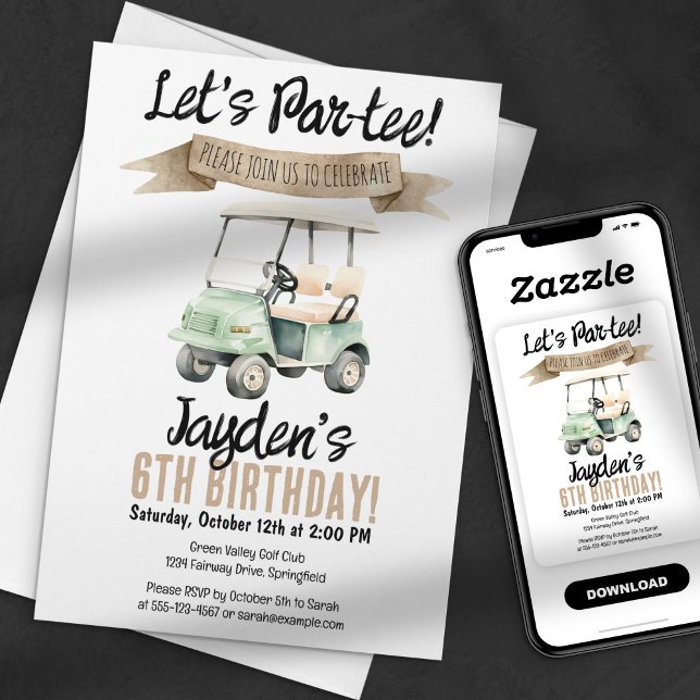 ¡Vamos a Par-tir! Invitación de cumpleaños de golf (Subido por el creador)