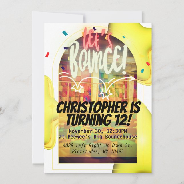 ¡Vamos a rebotar! Invitación de Bday (Anverso)