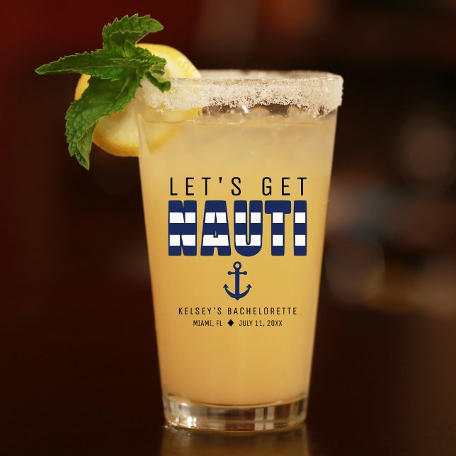 Vamos a Tener una Fiesta de Despedida de Soltera c (Let's Get Nauti Anchor Bachelorette Party Glass
)