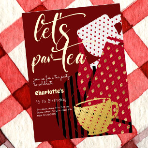 Vamos a tomar té elegante invitación de cumpleaños