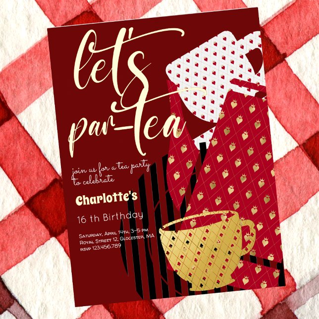 Vamos a tomar té elegante invitación de cumpleaños (Subido por el creador)