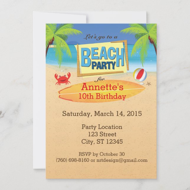 Vamos a una invitación para una fiesta en la playa (Anverso)