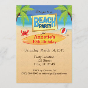 Vamos a una invitación para una fiesta en la playa