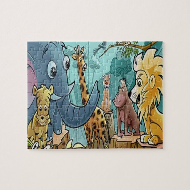 Vamos al rompecabezas del zoológico con caja de re (Horizontal)