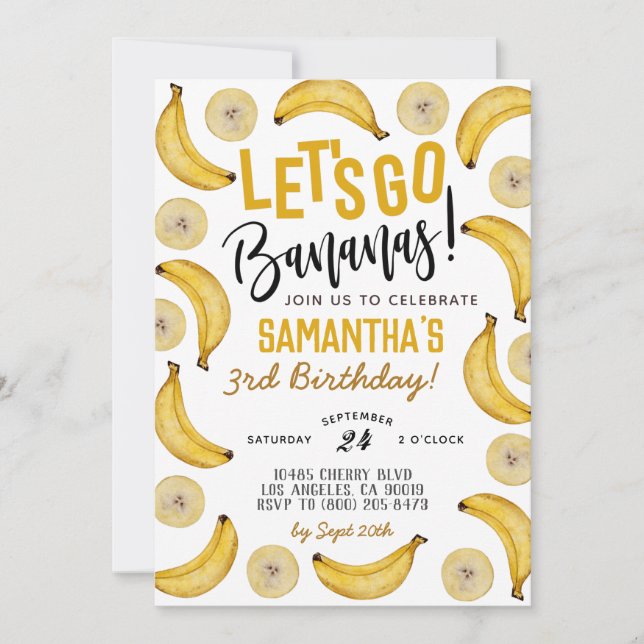 Vamos Bananas Invitación de cumpleaños (Anverso)