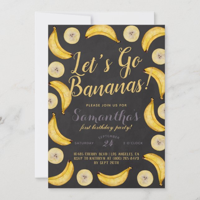 Vamos Bananas Invitación de cumpleaños (Anverso)