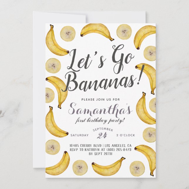 Vamos Bananas Invitación de cumpleaños (Anverso)