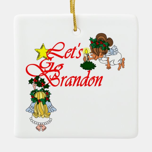 Vamos Brandon Angel Ornamento de Navidad (Anverso)