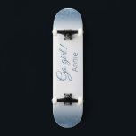 ¡Vamos chica! Patineta al estilo purpurina<br><div class="desc">¡Vamos chica! patineta al estilo purpurina azul. Haz que este skateboard sea tu propio agregando tu texto. Para acceder a las herramientas de edición avanzadas, vaya a "Personalizar esta plantilla" y haga clic en "Detalles", desplácese hacia abajo y presione el enlace "clic para más personalizares". Ideal para cualquier ocasión, como...</div>