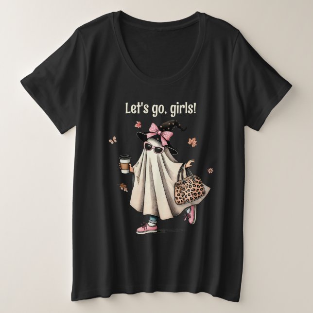 ¡Vamos Chicas!" Fantasma Chica de Halloween con ca (Anverso del diseño)
